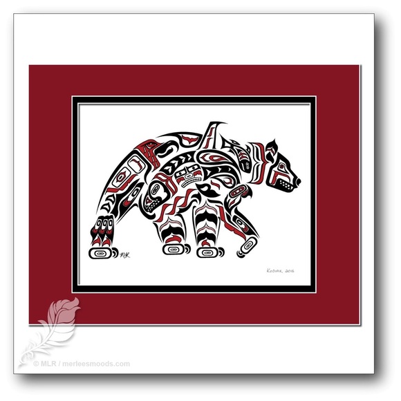 KODIAK 11*14 art print. Archival art print in red, black, and white. - Picture 1 of 6